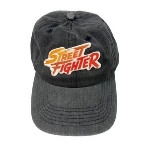 Street Fighter Video Game Dad Hat Washed Black Cotton Adjustable Strapback Cap